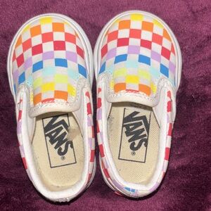 Vans Kids Colorful Checkered Slip-On Sneakers